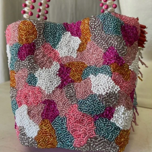 NWT! Handcrafted Colorful Beaded Shoulder Bag - Picture 5 of 6